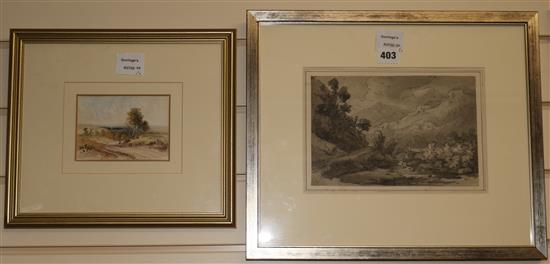 19th century English School A View of Pontypridd and a watercolour Near Busted 6 x 9in. and 3.5 x 5in.
